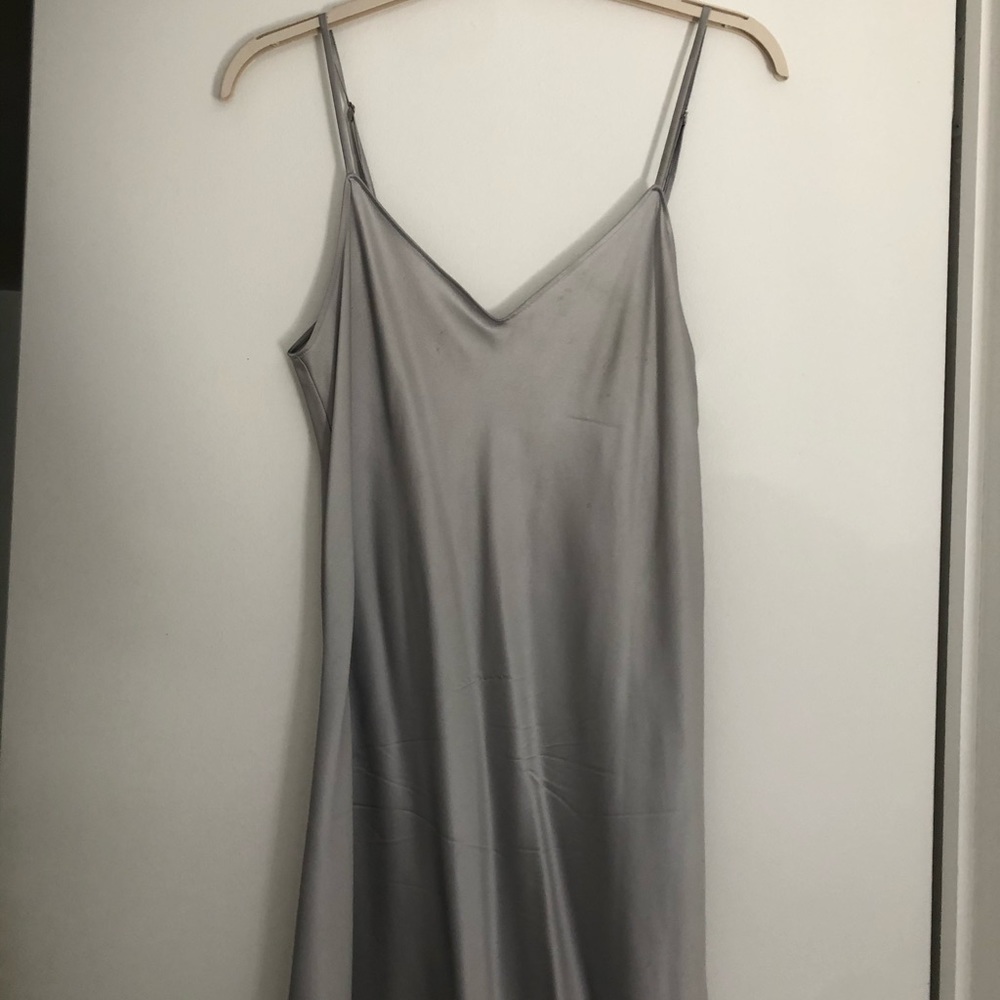 Reformation Silver Silk Slip Dress